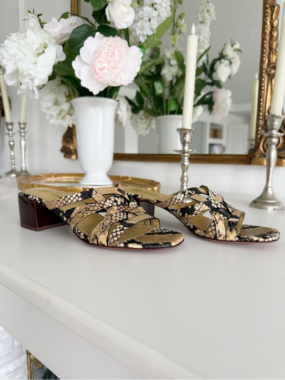 Tory Burch basketweave snake-Print Slide Sandals, sz 7, NWOT - Picture 5 of 7